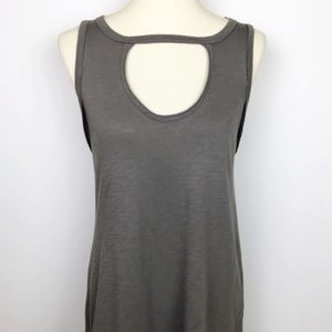 Grey knit keyhole top